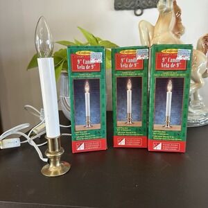 VTG (4) New Electric Window Candle Lamp Brass Base Dusk to Dawn Sensor